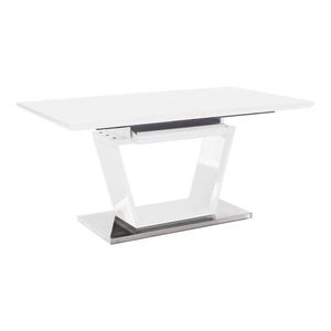 KONDELA Jedálenský stôl, rozkladací, biela extra vysoký lesk/oceľ, 160-220x90 cm, PERAK vyobraziť