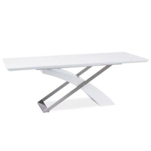 KONDELA Jedálenský stôl, biela/biela extra vysoký lesk HG, 160-220x90 cm, KROS vyobraziť