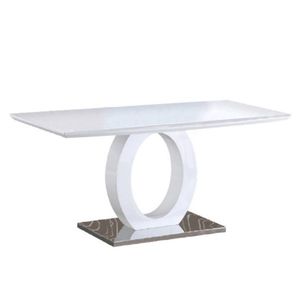 KONDELA Jedálenský stôl, biela vysoký lesk/oceľ, 150x80 cm, ZARNI vyobraziť