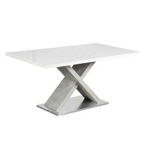 KONDELA Jedálenský stôl, biela s vysokým leskom HG/betón, 160x90 cm, FARNEL vyobraziť