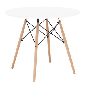 KONDELA Jedálenský stôl, biela/buk, priemer 90 cm, GAMIN NEW 90 vyobraziť