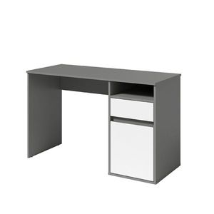 KONDELA PC stôl, tmavosivá-grafit/biela, BILI vyobraziť