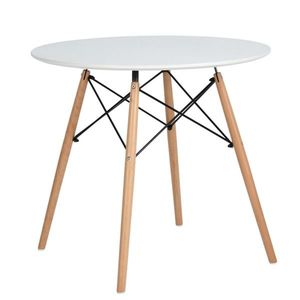 KONDELA Jedálenský stôl, biela matná/buk, priemer 120 cm, DEMIN vyobraziť