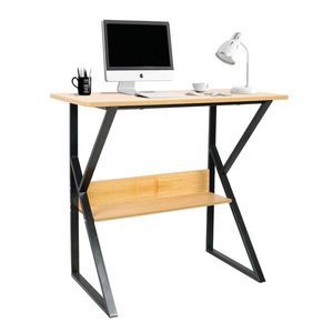 KONDELA Písací stôl s policou, buk/čierna, TARCAL 80 vyobraziť