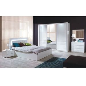 KONDELA Spálňový komplet (skriňa+posteľ 160x200+2x nočný stolík), biela/vysoký biely lesk HG, ASIENA vyobraziť