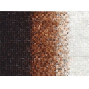 KONDELA Luxusný kožený koberec, biela/hnedá/čierna, patchwork, 170x240, KOŽA TYP 7 vyobraziť