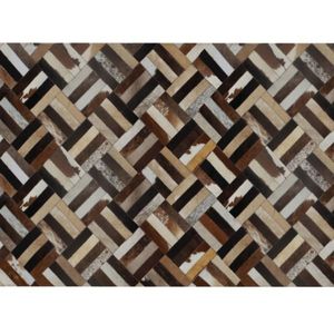 KONDELA Luxusný kožený koberec, hnedá/čierna/béžová, patchwork, 70x140 , KOŽA TYP 2 vyobraziť