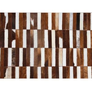 KONDELA Luxusný kožený koberec, hnedá/biela, patchwork, 201x300, KOŽA TYP 5 vyobraziť