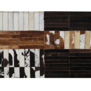 KONDELA Luxusný kožený koberec, čierna/hnedá/biela, patchwork, 201x300, KOŽA TYP 4 vyobraziť