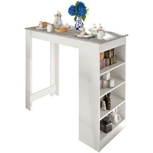 KONDELA Barový stôl, biela/betón, 117x57 cm, AUSTEN vyobraziť