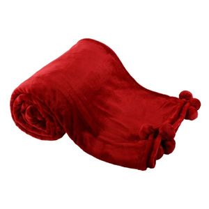 KONDELA TEMPO-KONDELA LUANG, plyšová deka s brmbolcami, bordová, 150x200 cm vyobraziť