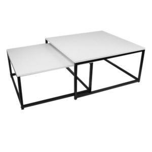 KONDELA Set dvoch konferenčných stolíkov, matná biela/ čierna, KASTLER NEW TYP 1 vyobraziť