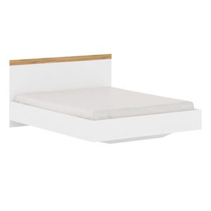 KONDELA Manželská posteľ, 160x200, biela/dub wotan, VILGO vyobraziť