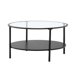 KONDELA Konferenčný stolík, čierna/sklo/kov, PARLAN vyobraziť