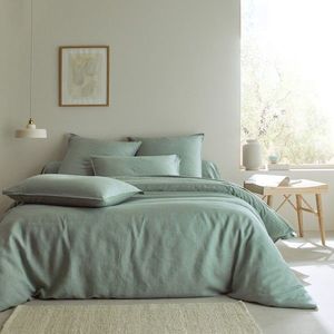 Jednofarebné obojstranná posteľná bielizeň opraný ľan a bavlna vyobraziť