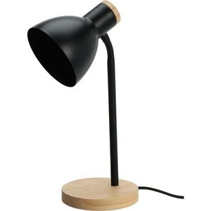 Kovová stolná lampa s dreveným podstavcom Solano čierna, 14 x 36 cm vyobraziť