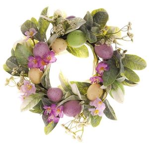 Veľkonočný veniec s kvetmi a vajíčkami sv. fialová​, pr. 28 cm vyobraziť
