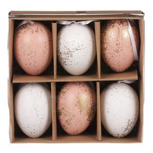 Sada umelých veľkonočných vajíčok zlato zdobených, ružovo-biela, 6 ks vyobraziť