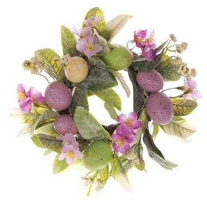 Veľkonočný veniec s kvetmi a vajíčkami sv. fialová, pr. 25 cm vyobraziť