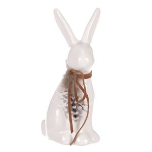 Keramický zajac s pierkom, 7 x 5 x 13 cm​ vyobraziť