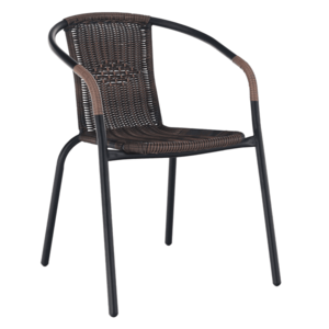 Stohovateľná stolička, hnedá/čierny kov, DOREN vyobraziť
