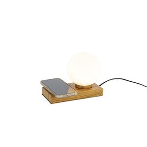 Stolná lampa natural s dotykovou a indukčnou nabíjačkou - Janneke vyobraziť