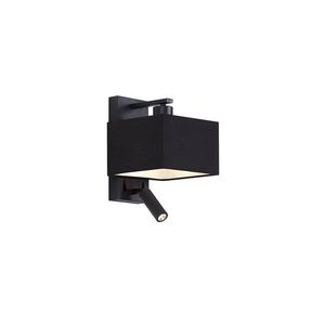 Moderné nástenné svietidlo čierne štvorcové s lampou na čítanie - Puglia vyobraziť