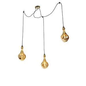 Závesná lampa zlatá 3-svetlá vrátane LED jantárovej stmievateľnej - Cava Luxe vyobraziť