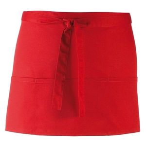 Premier Workwear Krátka čašnícka zástera s vreckami - Červená vyobraziť
