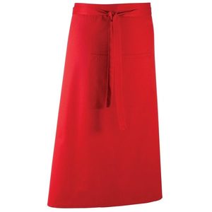 Premier Workwear Dlhá zástera do pása s vreckom - Červená vyobraziť