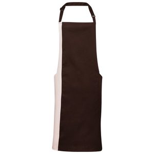 Premier Workwear Dvojfarebná kuchárska zástera s náprsenkou - Hnedá / natural vyobraziť