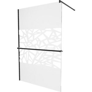 MEXEN/S - KIOTO Sprchová zástena WALK-IN s poličkou a držiakom uterákov 70 x 200, transparent/biely dekor 8 mm, čierna 800-070-121-70-85 vyobraziť