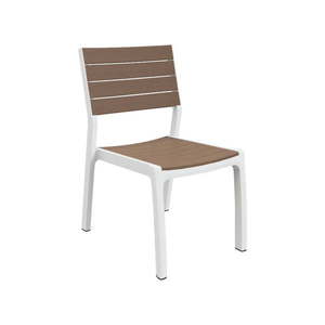 Biela/hnedá plastová záhradná stolička Harmony – Keter vyobraziť