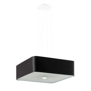 Čierne závesné svietidlo so skleneno-textilným tienidlom Kortez – Nice Lamps vyobraziť
