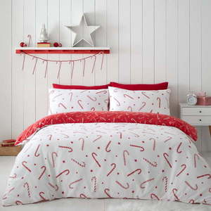 Červené/biele obliečky na jednolôžko 135x200 cm Candy Cane – Catherine Lansfield vyobraziť