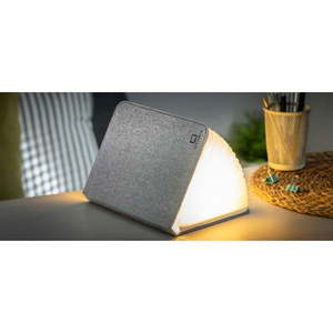 Sivá veľká LED stolová lampa v tvare knihy Gingko Booklight vyobraziť