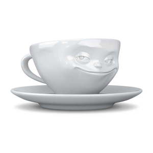 Biela usmievavá porcelánová šálka na kávu 58products, objem 200 ml vyobraziť