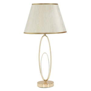 Biela stolová lampa s konštrukciou v zlatej farbe Mauro Ferretti Glam Flush vyobraziť