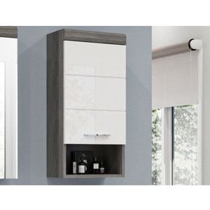 Závesná kúpeľňová skrinka Scout, šedý dub/biela lesk% vyobraziť