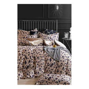 Hnedé predĺžené štvordielne bavlnené obliečky na dvojlôžko s plachtou 200x220 cm Leopard – Mila Home vyobraziť