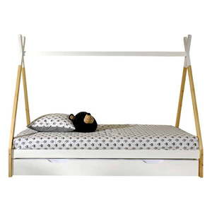 Domčeková detská posteľ z borovicového dreva s úložným priestorom v bielo-prírodnej farbe 90x200 cm TIPI – Vipack vyobraziť