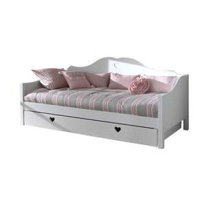 Biela detská posteľ z borovicového dreva s výsuvným lôžkom s úložným priestorom 90x200 cm AMORI – Vipack vyobraziť