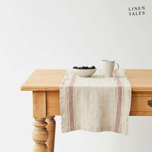 Ľanový behúň na stôl 40x200 cm Beige Stripe Vintage – Linen Tales vyobraziť