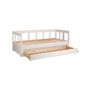 Biela detská posteľ z borovicového dreva s výsuvným lôžkom s úložným priestorom 90x200 cm PINO – Vipack vyobraziť