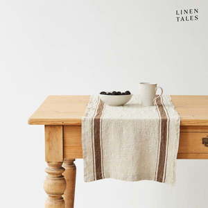 Ľanový behúň na stôl 40x200 cm Mocca Stripe Vintage – Linen Tales vyobraziť