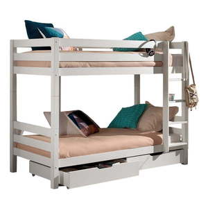 Biela poschodová detská posteľ z borovicového dreva s úložným priestorom PINO – Vipack vyobraziť