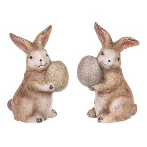 Dekoračná soška Veľkonočný zajačik s vajíčkom, mix 2 druhov% vyobraziť