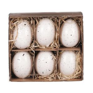 Veľkonočná dekorácia Vyfúknuté vajíčka, 6 ks, biele bodkované% vyobraziť