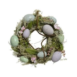 Veľkonočná dekorácia Veniec s vajíčkami a vetvičkami, 23 cm% vyobraziť