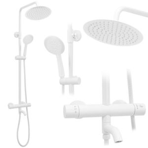 Sprchový set s termostatom Rea Lungo biely - vaňová batéria, dažďová a ručná sprcha vyobraziť